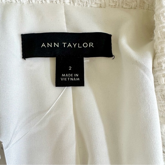 Ann Taylor The Newberry Blazer in Fringe Tweed White Sz 2 - Picture 5 of 11